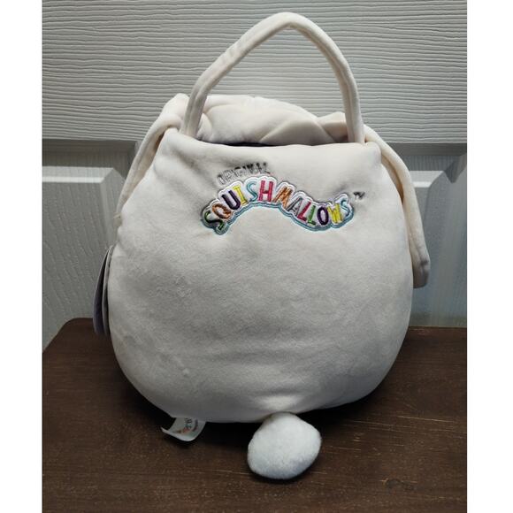 Squishmallows NWT Valentina Long Ear Bunny Rabbit Cream Plush Easter Basket - Picture 2 of 8